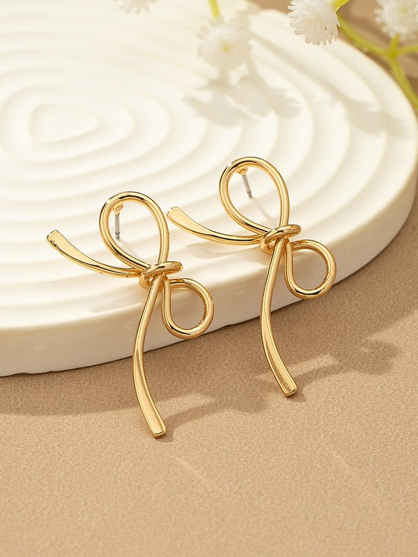 Drop Bow Earrings - Gold