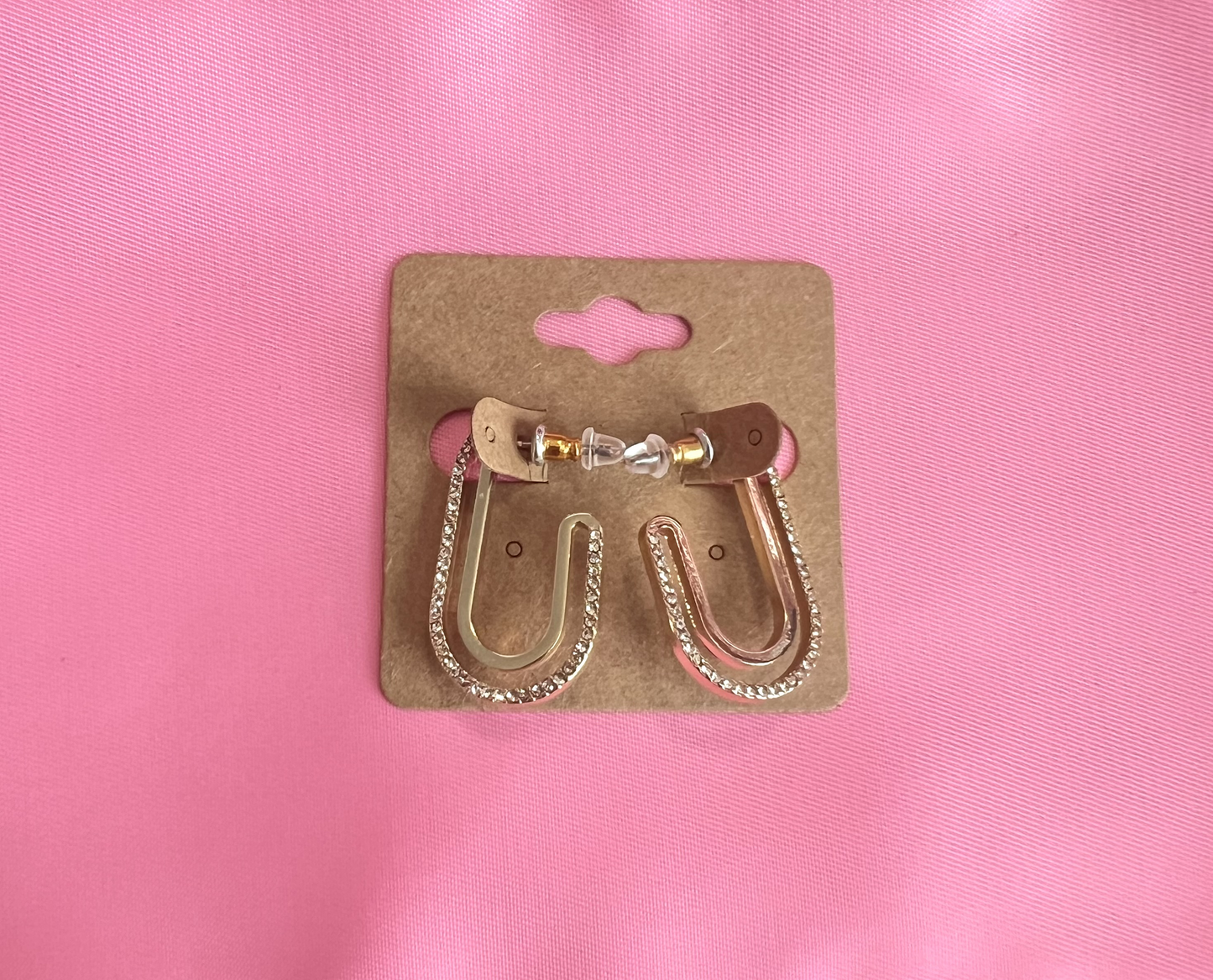 Rhinestone Detailed Huggie Earrings - Gold