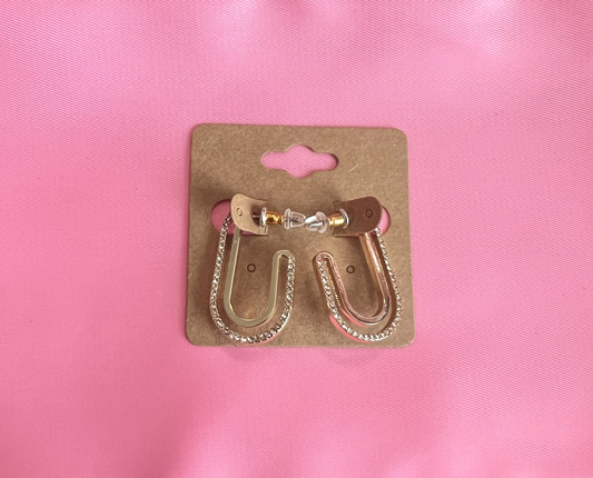 Rhinestone Detailed Huggie Earrings - Gold