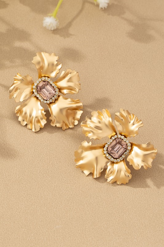 Flower Earrings with Gemstone