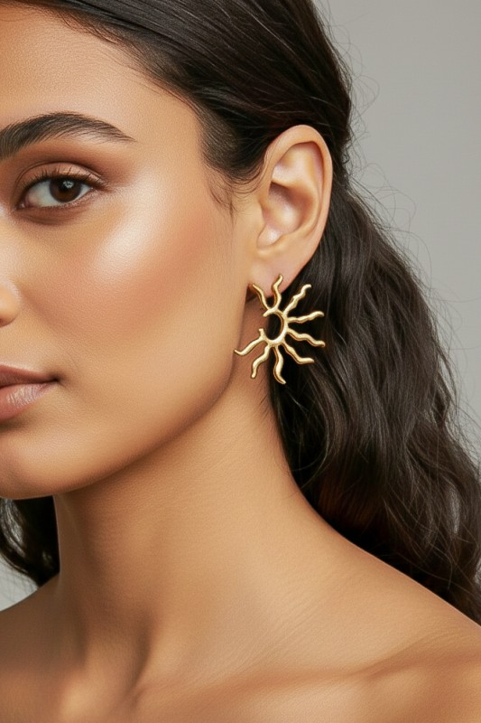 Solar Ray Earrings - Gold