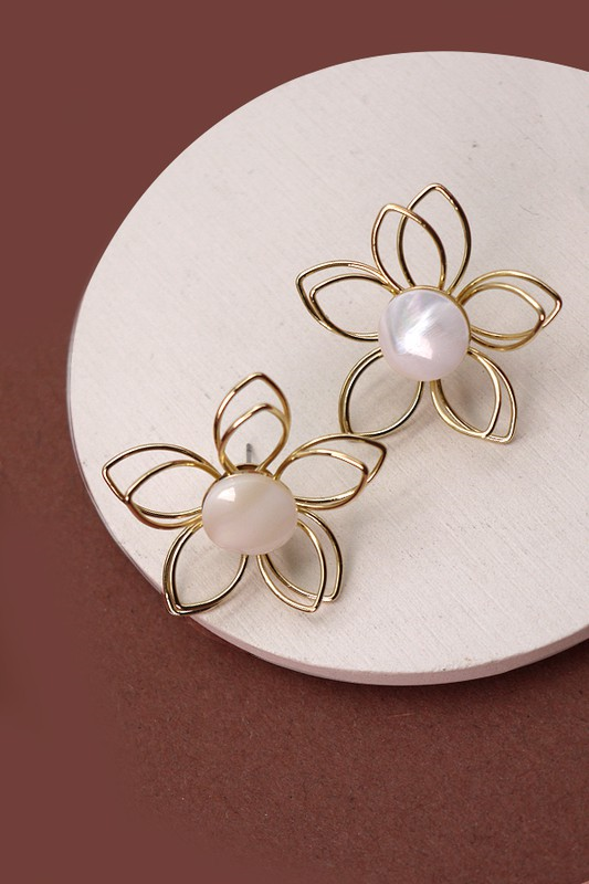 Opal 3D Flower Earrings