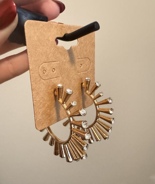 Solar Hoop Earrings with Rhinestones
