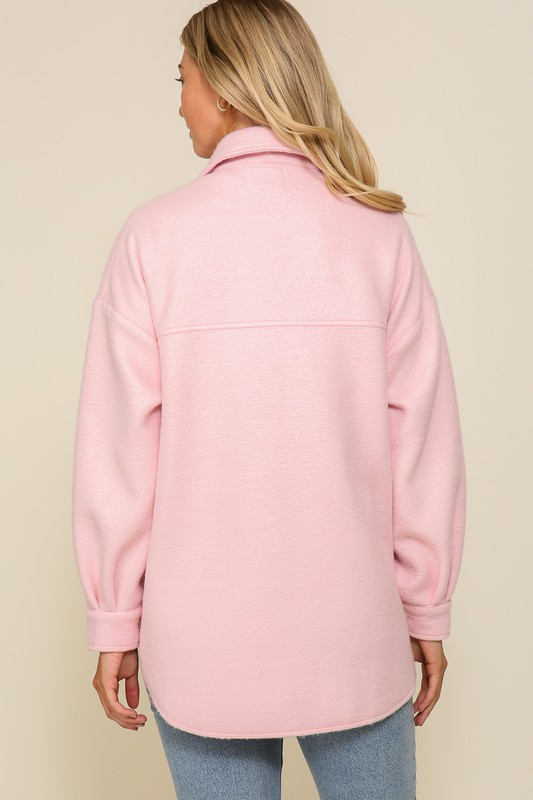 Soft Button Down Jacket - Dusty Pink