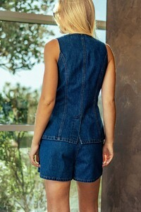 Denim Vest and Shorts Set