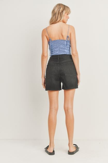Denim Cross Shorts - Washed Black