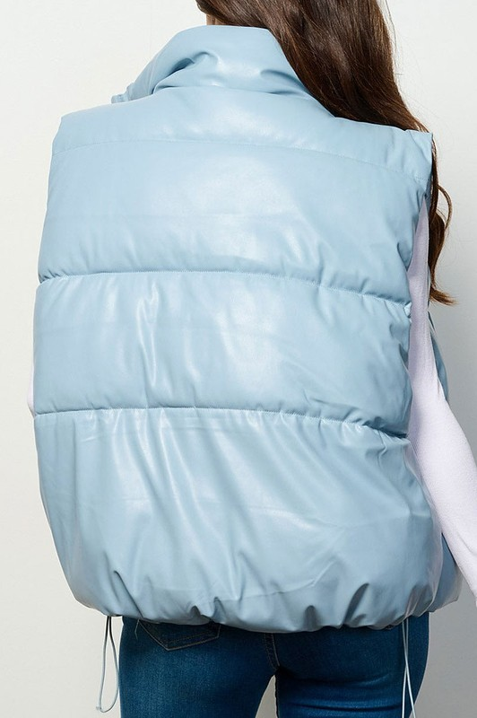 Zip Up Puffer Vest - Ice Blue