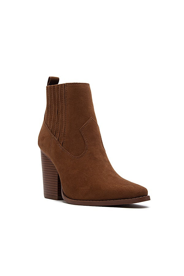 Suede Booties - Chestnut