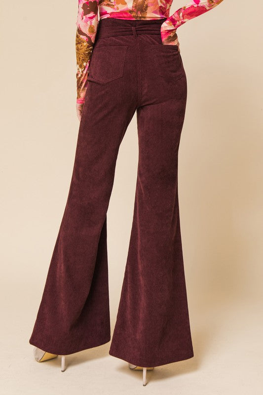 High Waisted Corduroy Pants with Flare Leg