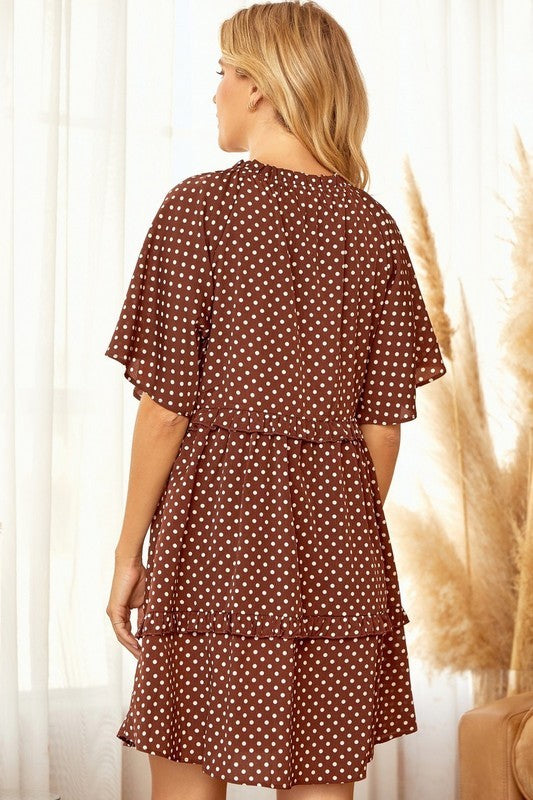 Plus - Babydoll Tiered Dress with Ruffle Detail