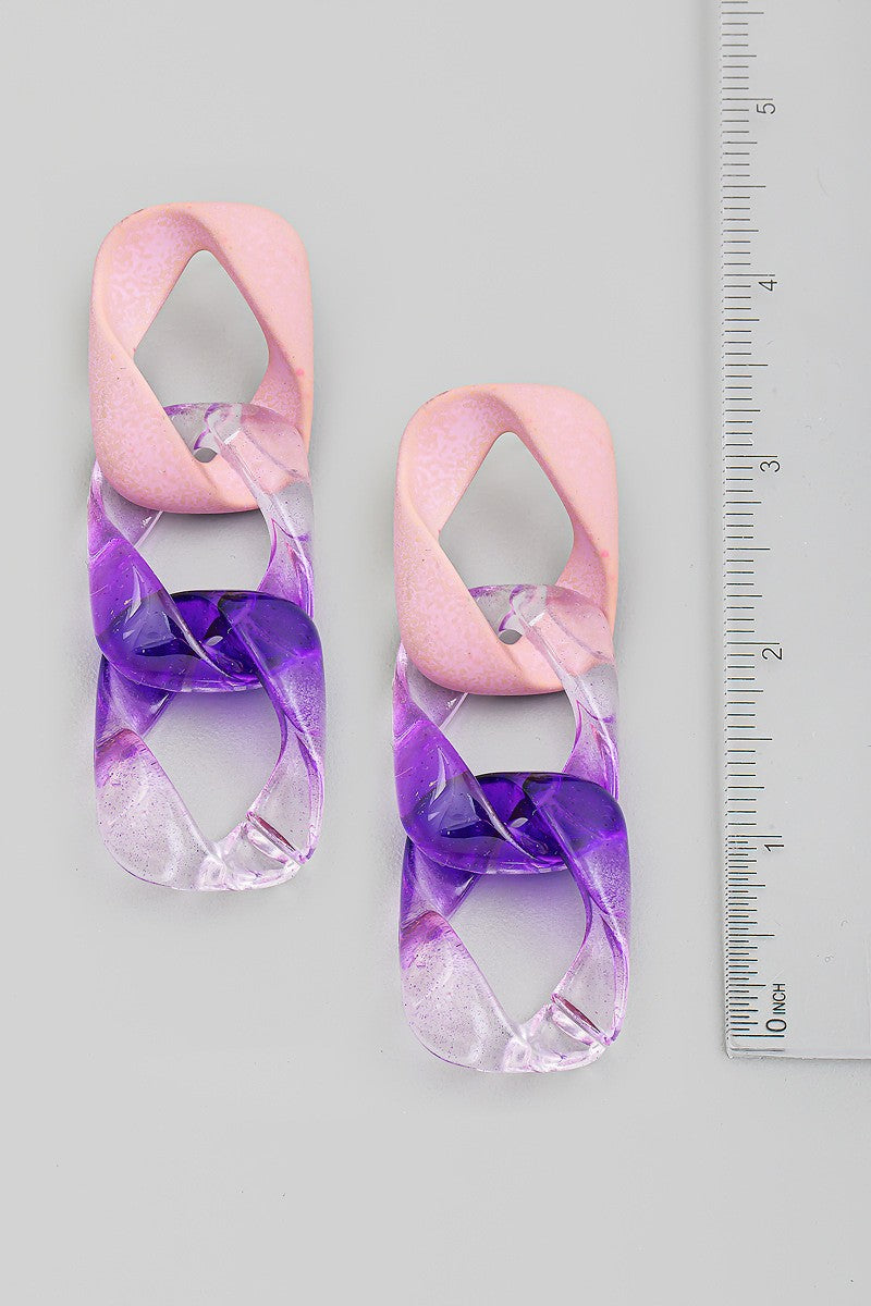 Chain Drop Earrings - Multi Purple