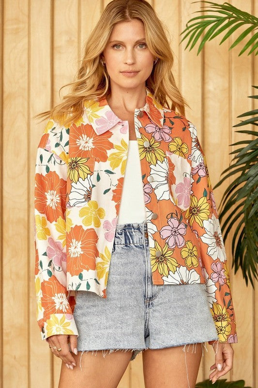 Floral print down clearance jacket