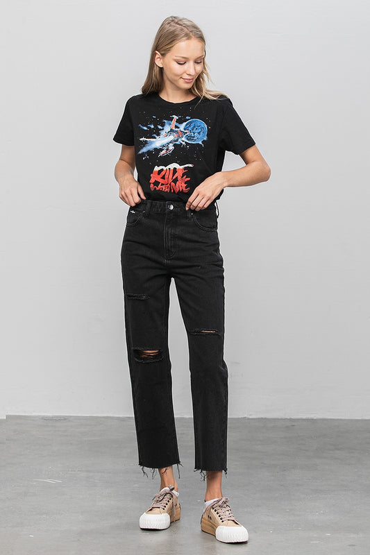 High Rise Straight Jean - Black