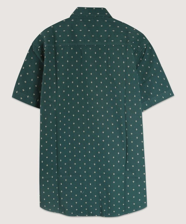 Button Down with Fleur De Lis Print - Dark Pine