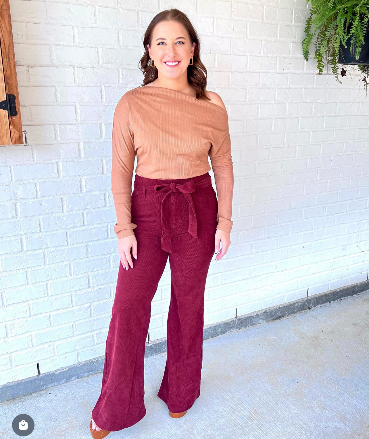 High Waisted Corduroy Pants with Flare Leg
