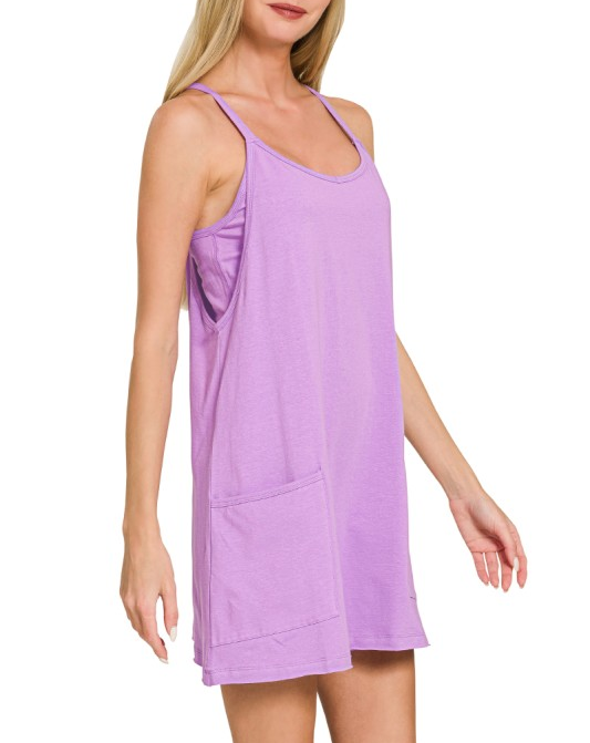 Mini Dress with Romper Liner - Lavender