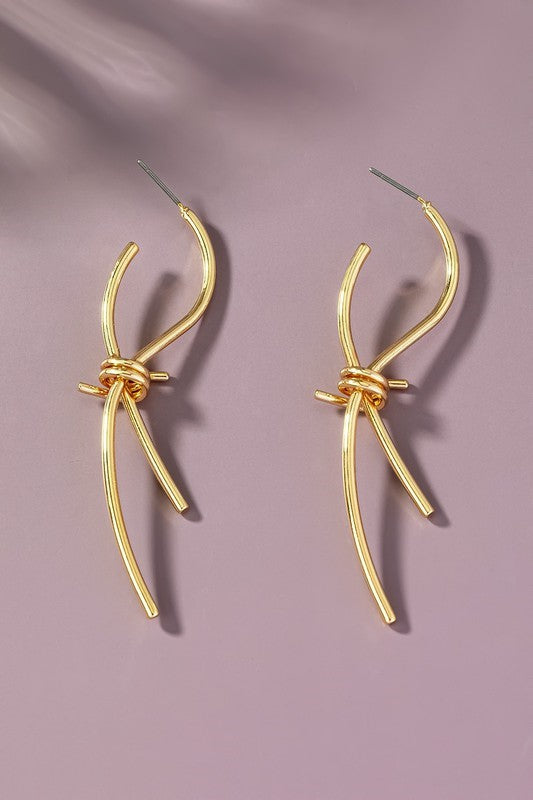 Barbed Wire Drop Earrings - Gold