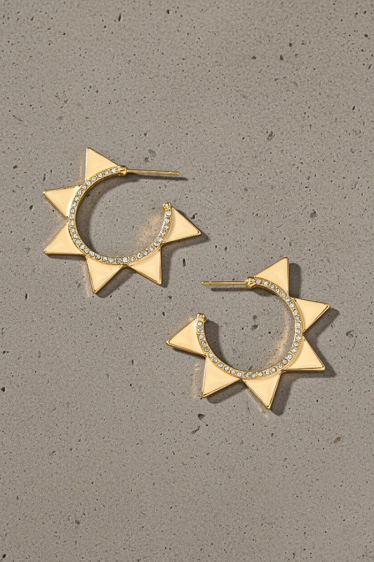 Star Earrings with Pave Rhinestones - Gold