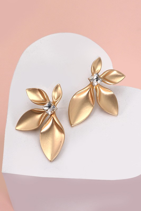Multi Leaf with Rhinestone Earrings