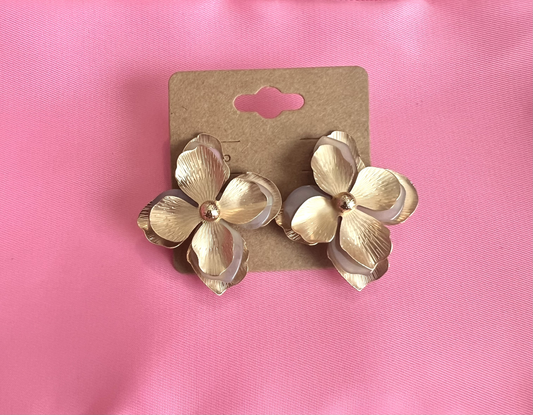 Matte Gold Acrylic Gold Flower Earrings