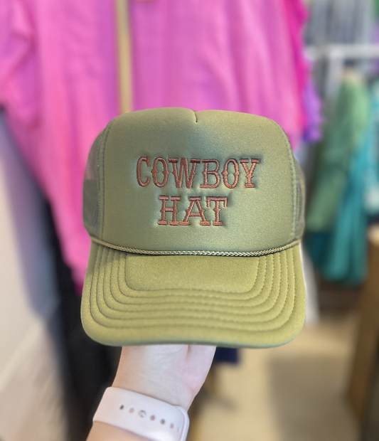 Cowboy Embroidery Trucker Hat - Olive