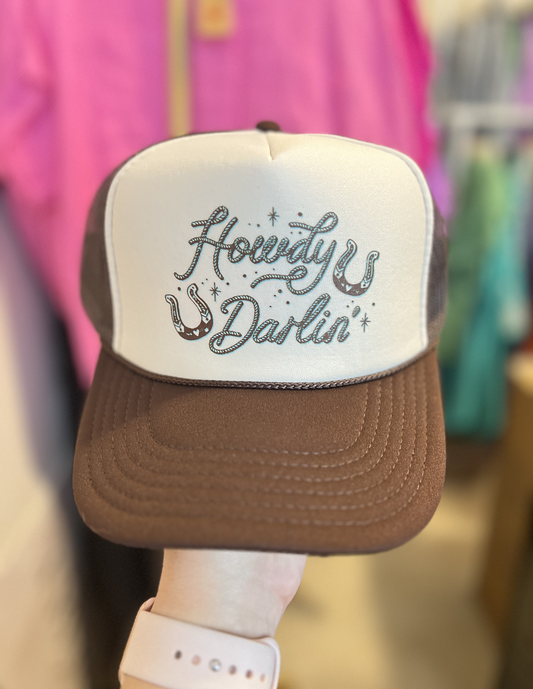 Howdy Darlin Western Trucker Hat - Brown