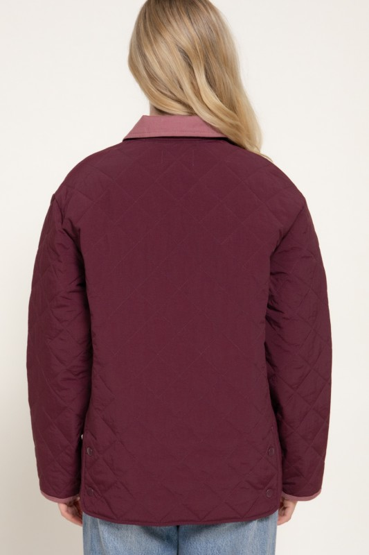 Quilted Puffer Work Jacket - Burgundy