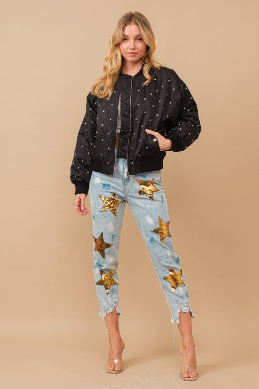 Black hotsell rhinestone jacket