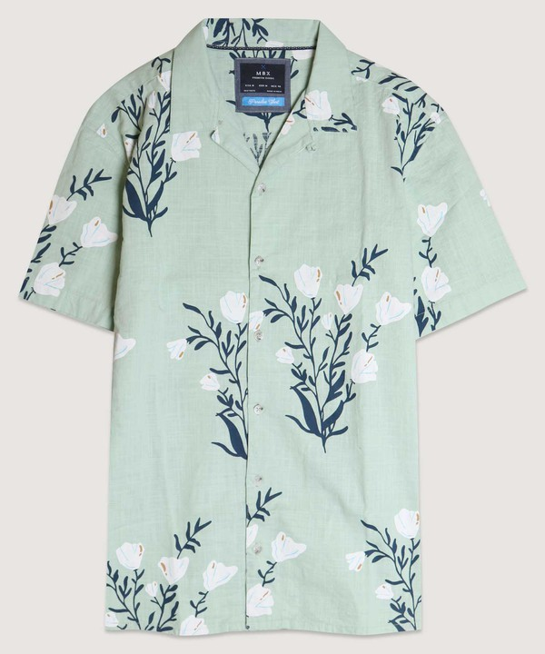 Floral Print Button Down - Laurel Green