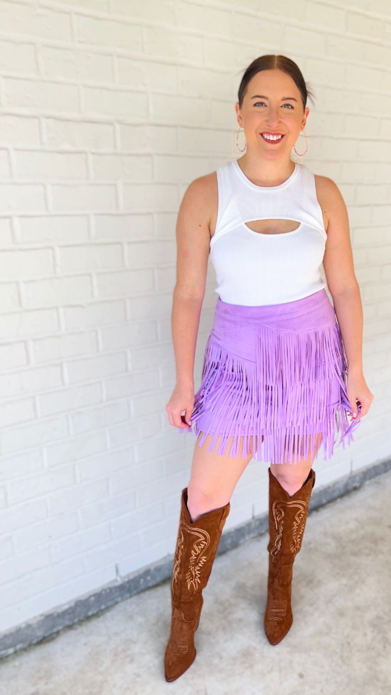 Tiered Fringe Skirt - Lavender