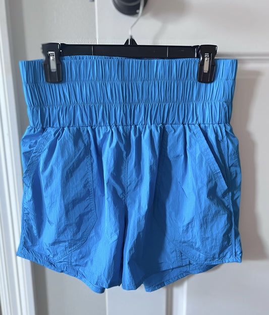 High-Waisted Elastic Active Shorts - Aqua