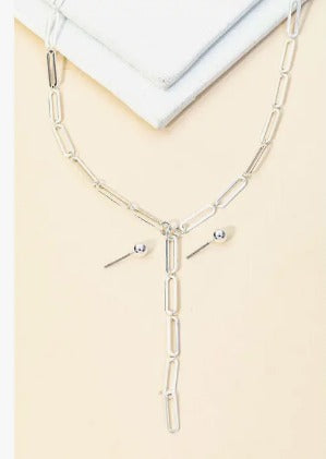 Oval Chain Link Y Necklace Set