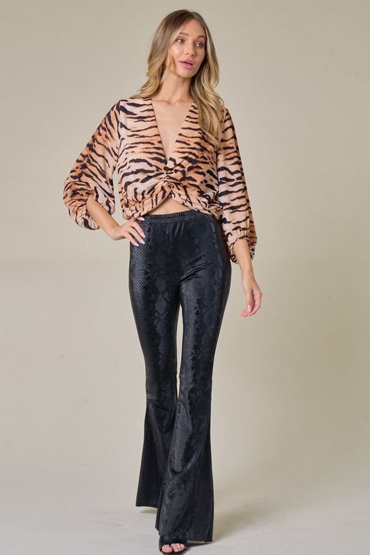 Tiger Print Top with Front Knot
