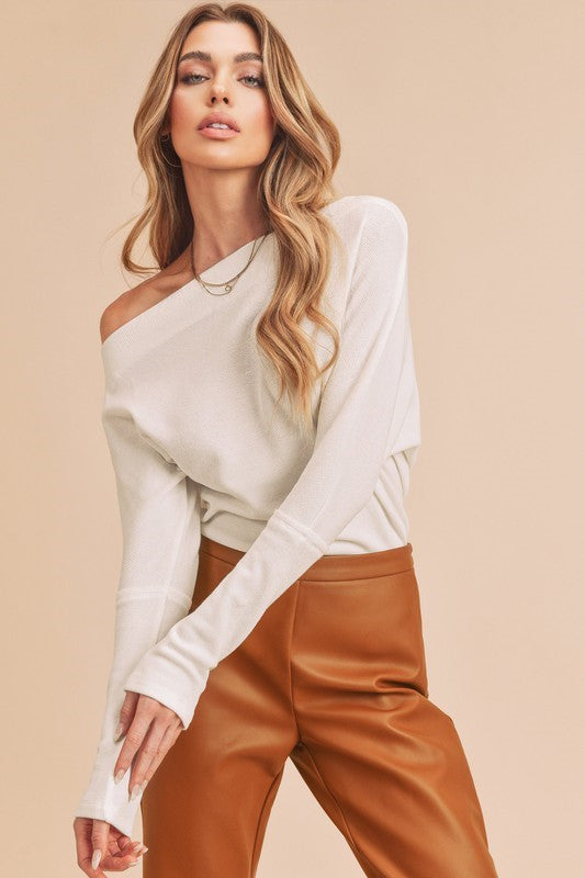 Off the Shoulder Thermal Top - Ivory